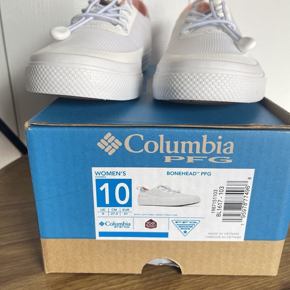 Columbia Women Water Boat Shoes Sneaker Size 10 White PFG Bonehead NEW - Picture 13 of 16